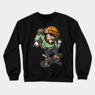 Skateboarding Monkey, Hand Drawn Graffiti Character Crewneck Sweatshirt